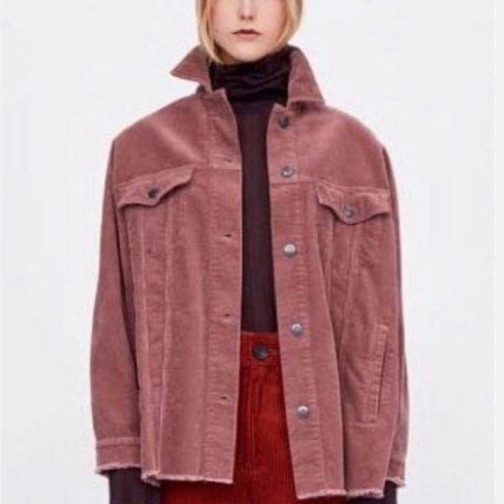 SOLD ❌ZARA Pink Ribbed Corduroy Cord Jacket | Women’s Size M | Overshirt
